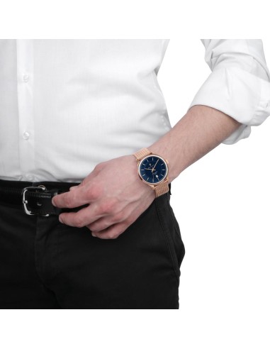 Maserati Gentleman 43mm 3h blue dial rg mesh br