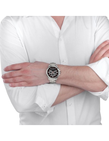 Orologio MASERATI uomo Successo cronografo acciaio / nero