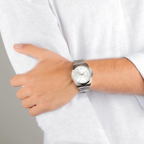Philip Watch Caribe 41mm auto 3h silver dial ss br