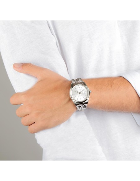 Philip Watch Caribe 41mm auto 3h silver dial ss br