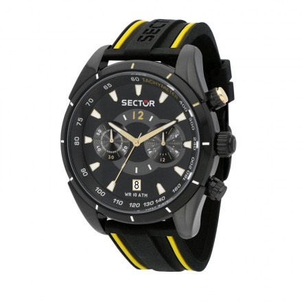 Orologi maschile: orologio maschile Sector 330 45mm chr black dial black  strap R3271794014