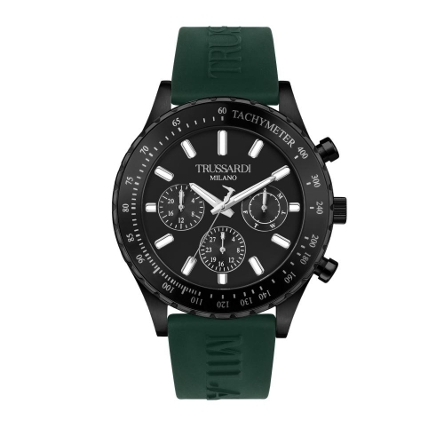Trussardi T-logo 45mm mult black dial green st
