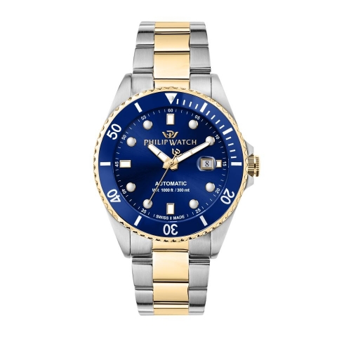 Philip Watch Caribe 42mm auto 3h blue dial br ss+yg