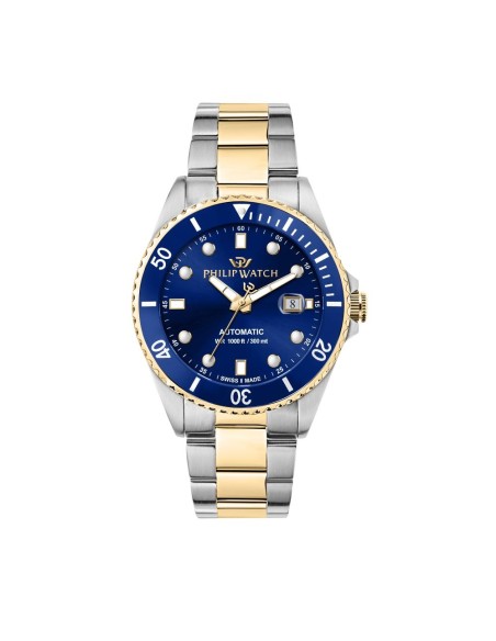 Philip Watch Caribe 42mm auto 3h blue dial br ss+yg