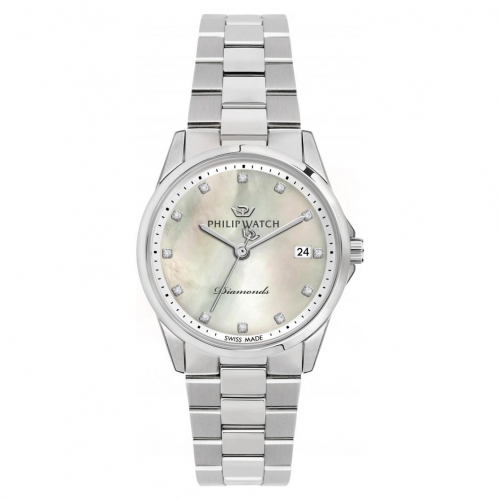 Philip Watch Capetown 32mm 3h white mop/w diam ss br donna
