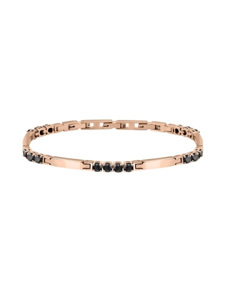 Bracciale MORELLATO uomo Tennis acciaio oro rosa / cristalli neri