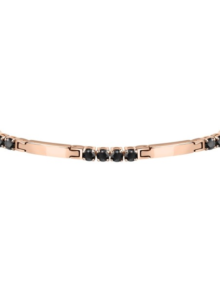 Bracciale MORELLATO uomo Tennis acciaio oro rosa / cristalli neri