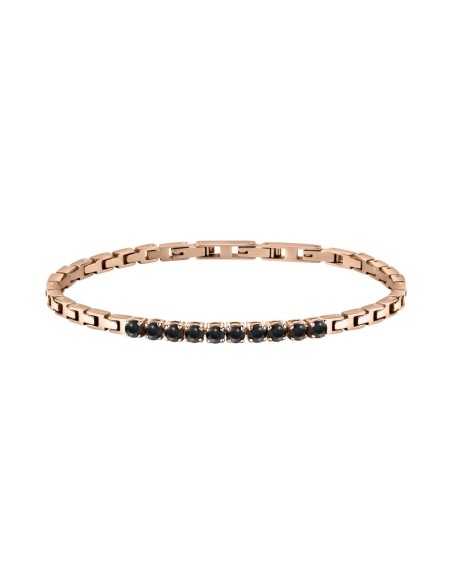 Bracciale MORELLATO uomo Alfa acciaio oro rosa / tennis nero