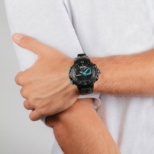 Sector Ex-47 47mm digital black w/blue strap uomo R3251508003