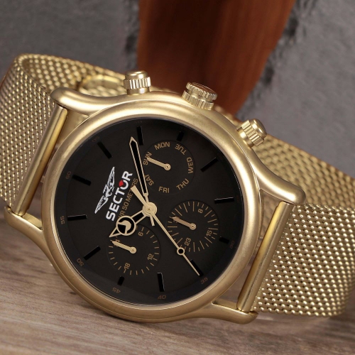 Sector 660 43mm mult black dial mesh br yg maschile R3253517016