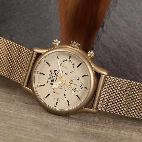 Sector 660 43mm mult beige dial mesh br beige maschile
