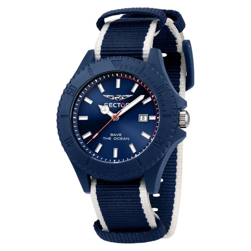 Sector Save the ocean 43mm 3h blue dia blu+wh s maschile