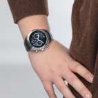 Sector 695 eco solar chr 45mm blue dial blk st uomo R3271613002