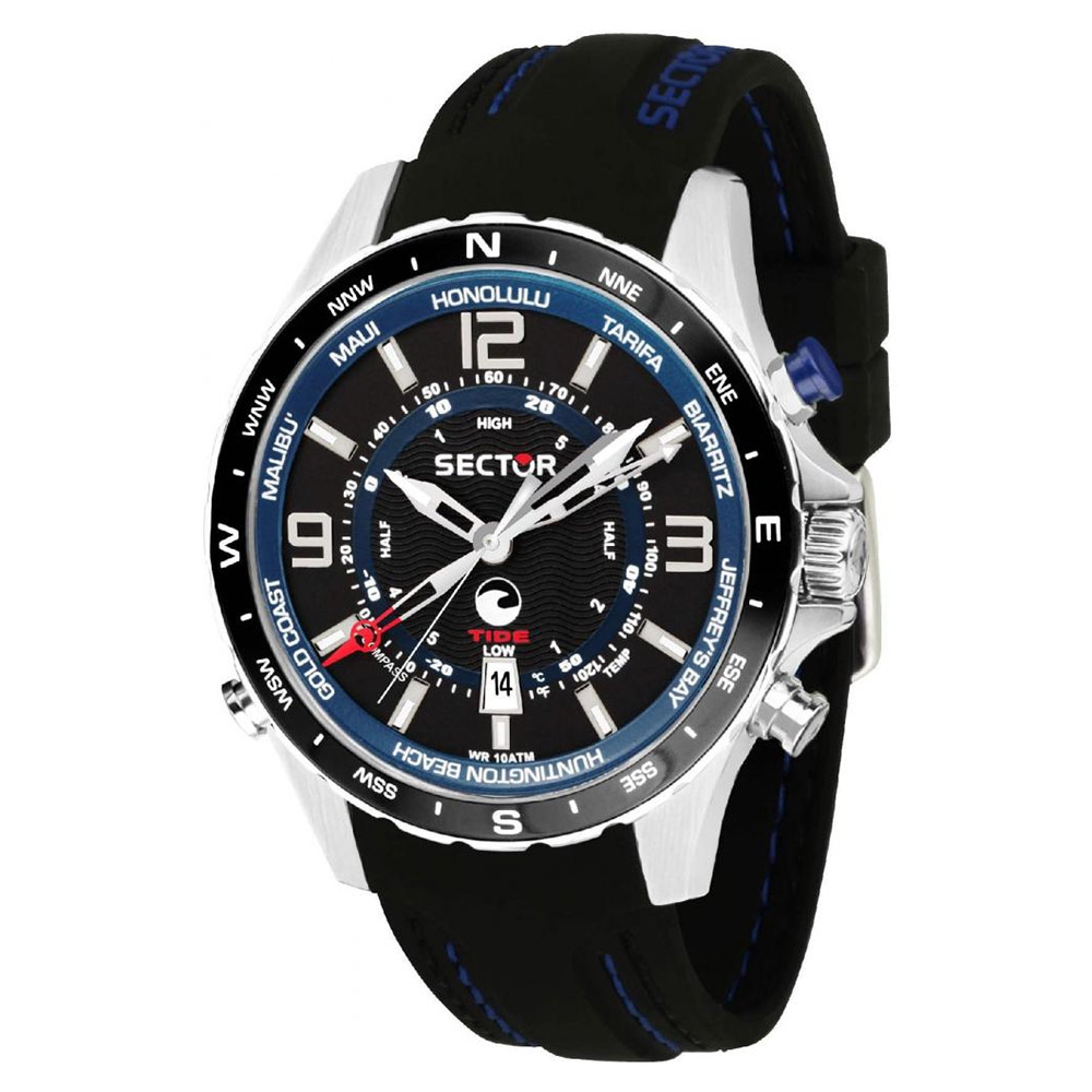 Orologi uomo: orologio uomo Sector Surfing watch 46mm blk dial blk silicone  R3251506001