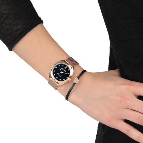 Sector 955 32mm 3h blk dial mesh br rg+br+box donna R3253518504