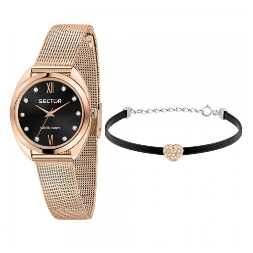 Orologi donna: orologio donna Sector 955 32mm 3h blk dial mesh br rg+br+box  R3253518504