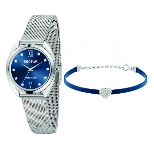 Sector 955 32mm 3h blue dial mesh br ss+br.+box femminile