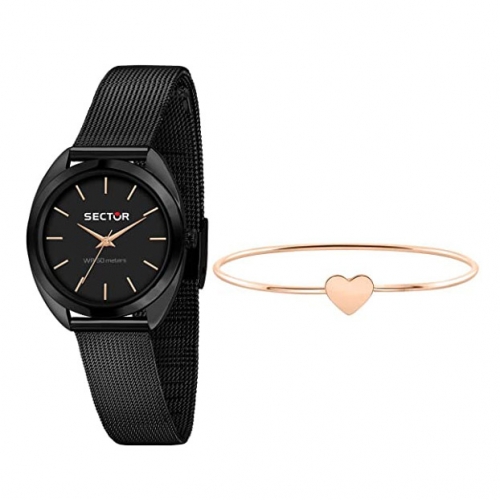 Sector 955 32mm 3h black dial mesh br black femminile