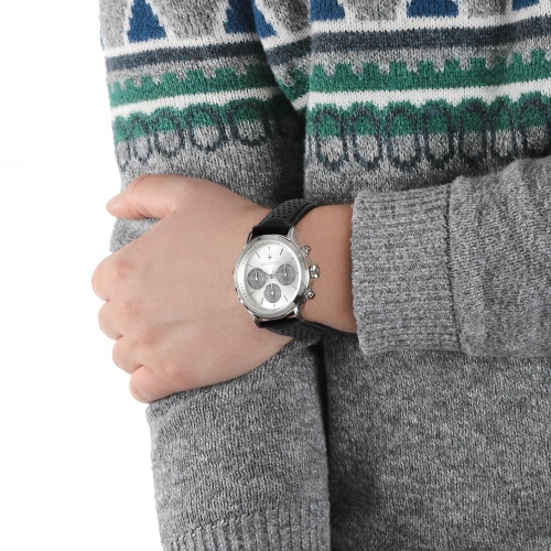 Maserati Epoca 42mm multi w/silver dial black st uomo