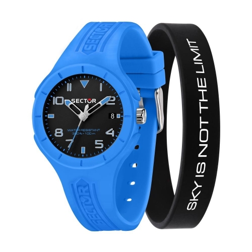 Sector Speed touch 37mm 3h blk dial l.blu sil s
