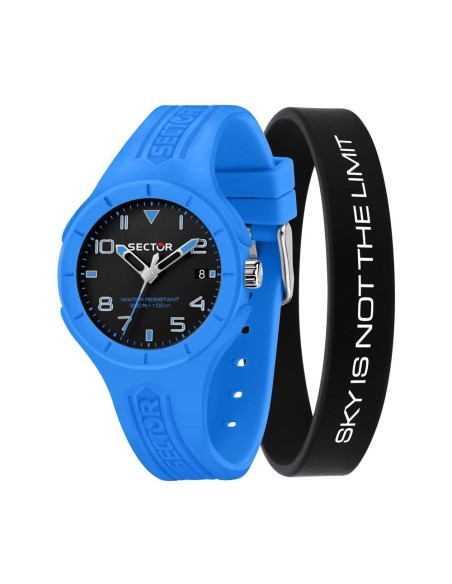 Sector Speed touch 37mm 3h blk dial l.blu sil s