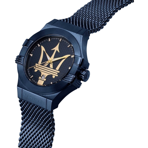 Maserati Blue edition 42mm 3h blue dial mesh br maschile