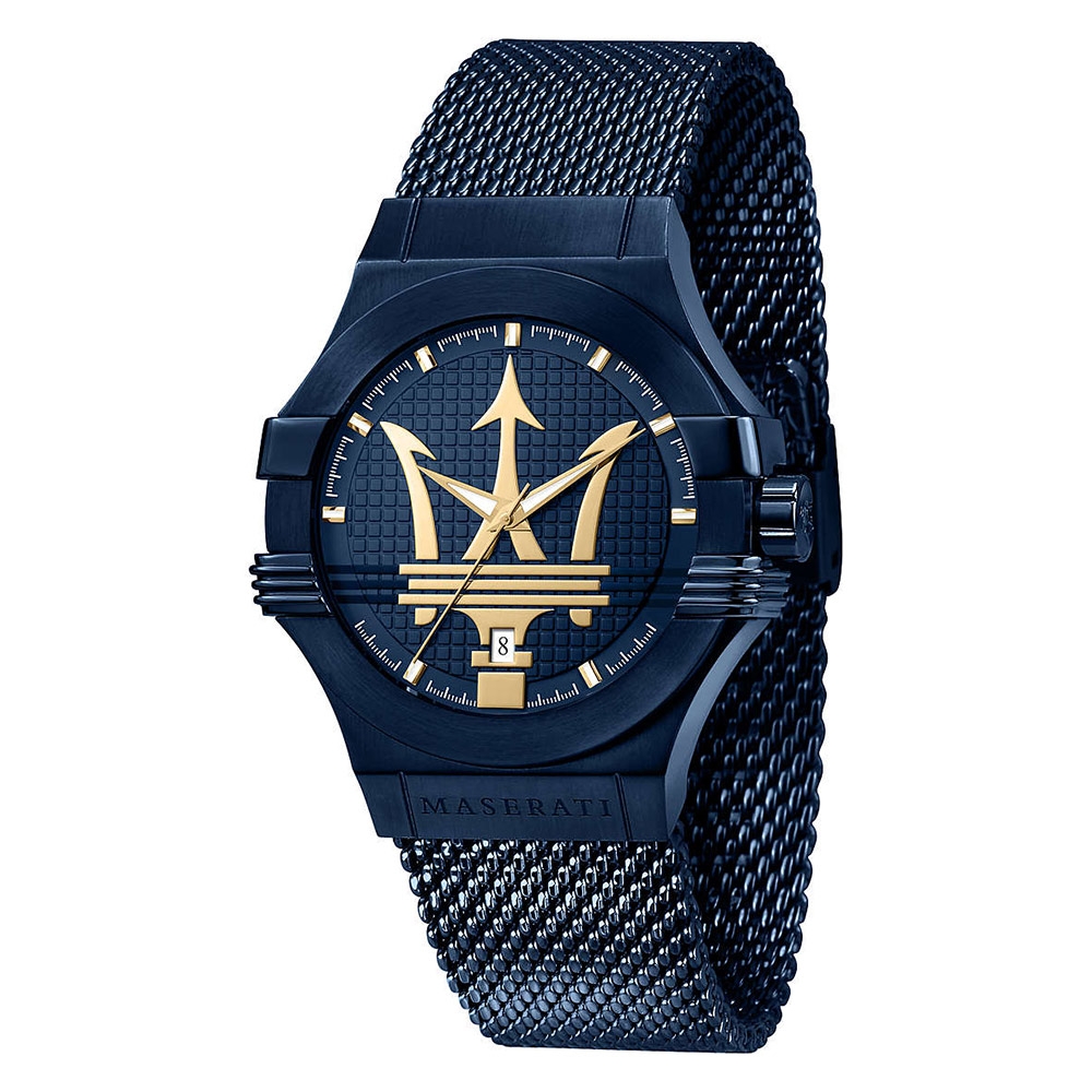 Orologi maschile: orologio maschile Maserati Blue edition 42mm 3h blue dial  mesh br