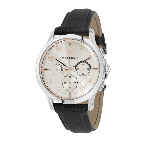 Maserati Ricordo 42mm chr white dial brown st uomo R8871625006
