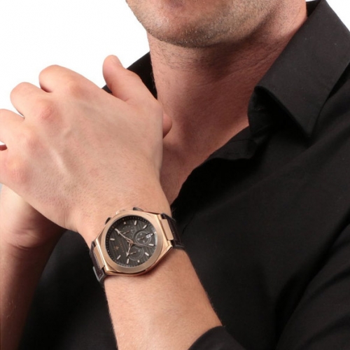 Maserati Triconic 43mm chr d.gun dial brown st