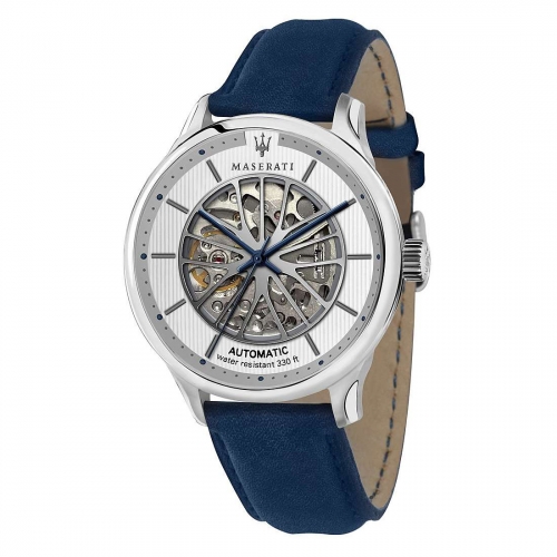 Maserati Gentleman 43mm auto white dial blk st maschile