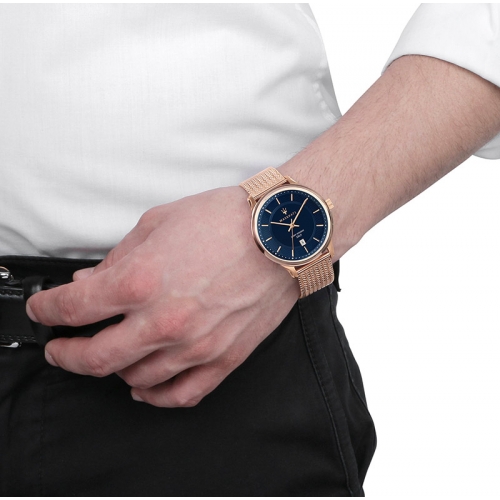 Orologio Maserati Gentleman oro rosa / blu - 43 mm