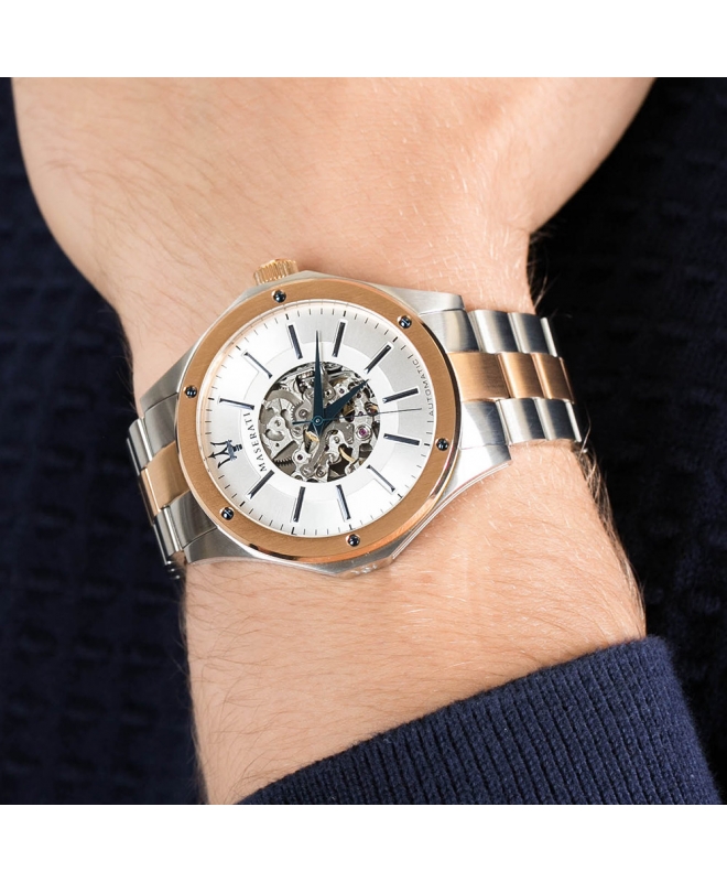 Orologi uomo: orologio uomo Maserati Circuito 44mm auto white dial br ss+rg  R8823127001