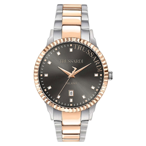 Trussardi T-bent 43mm 3h gun dial br ss+rg