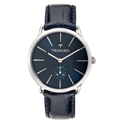 Trussardi T-world 40mm 3h blue dial brown st