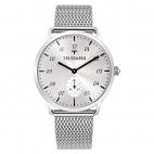 Trussardi T-wolrd 40mm 3h white dial mesh band ss