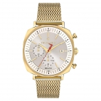 Trussardi T-king 39.5mm chr white dial yg mesh