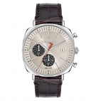 Trussardi T-king 39.5mm chr white dial brlack st