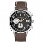 Trussardi T-king 39.5mm chr blk dial brown st