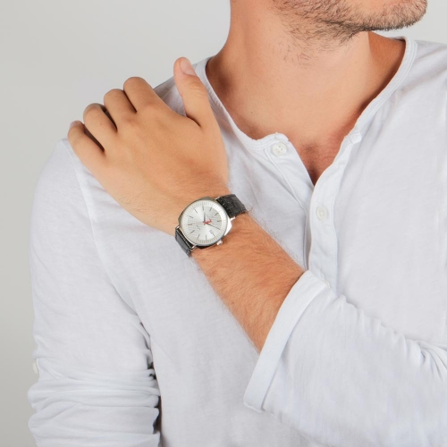 Trussardi T-king 39.5mm 3h silver dial black st