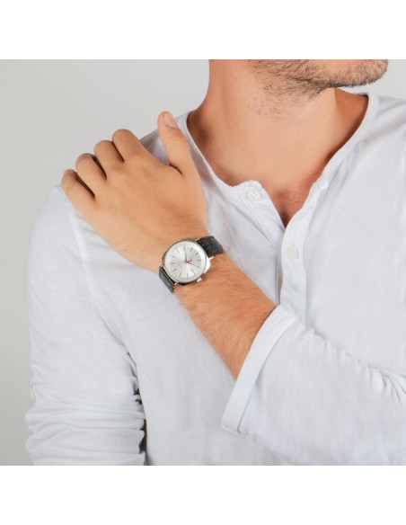 Trussardi T-king 39.5mm 3h silver dial black st
