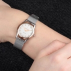 Trussardi T-light 32mm 2h w/silver dial mesh br ss