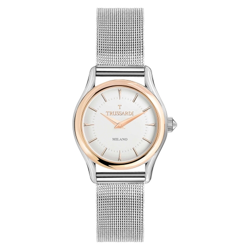 Trussardi T-light 32mm 2h w/silver dial mesh br ss