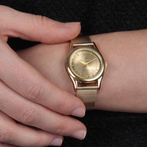 Trussardi T-light 32mm 2h cream dial mesh br yg