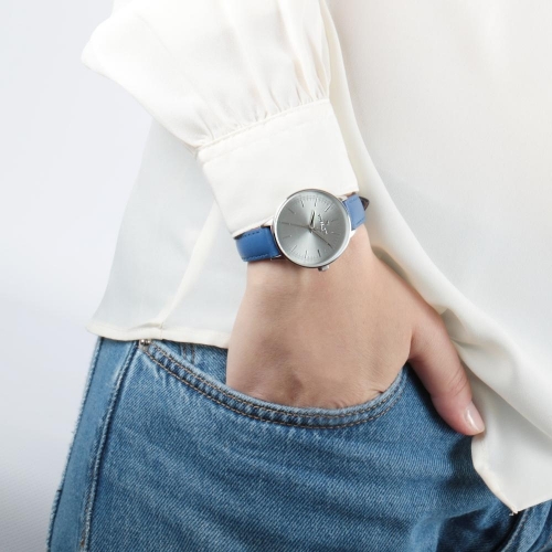 Trussardi T-evolution 36mm 3h sil dia blu s