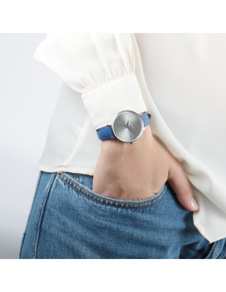 Trussardi T-evolution 36mm 3h sil dia blu s