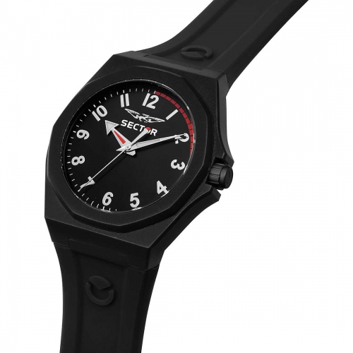 Sector 960 41mm 3h blackred dial black sili st maschile