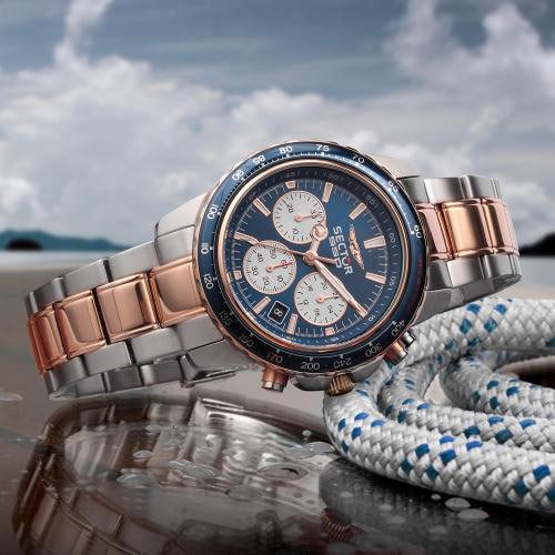 Sector 550 vintage 42mm chr blue dial br rg+ss maschile