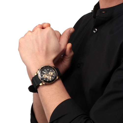 Sector 450 43mm chr black dial black silicon st maschile