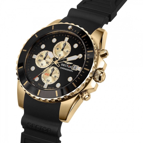 Sector 450 43mm chr black dial black silicon st maschile