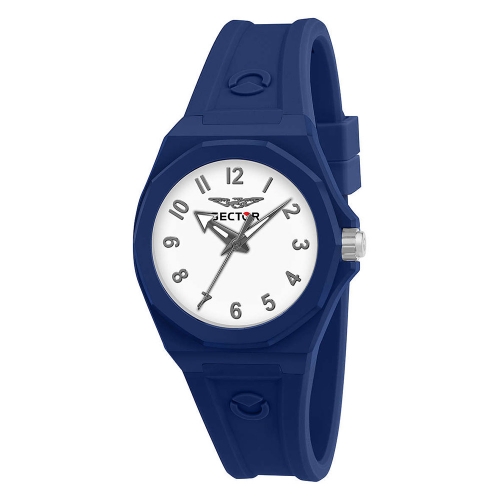 Sector 960 33mm 3h white dial blue silicon st femminile